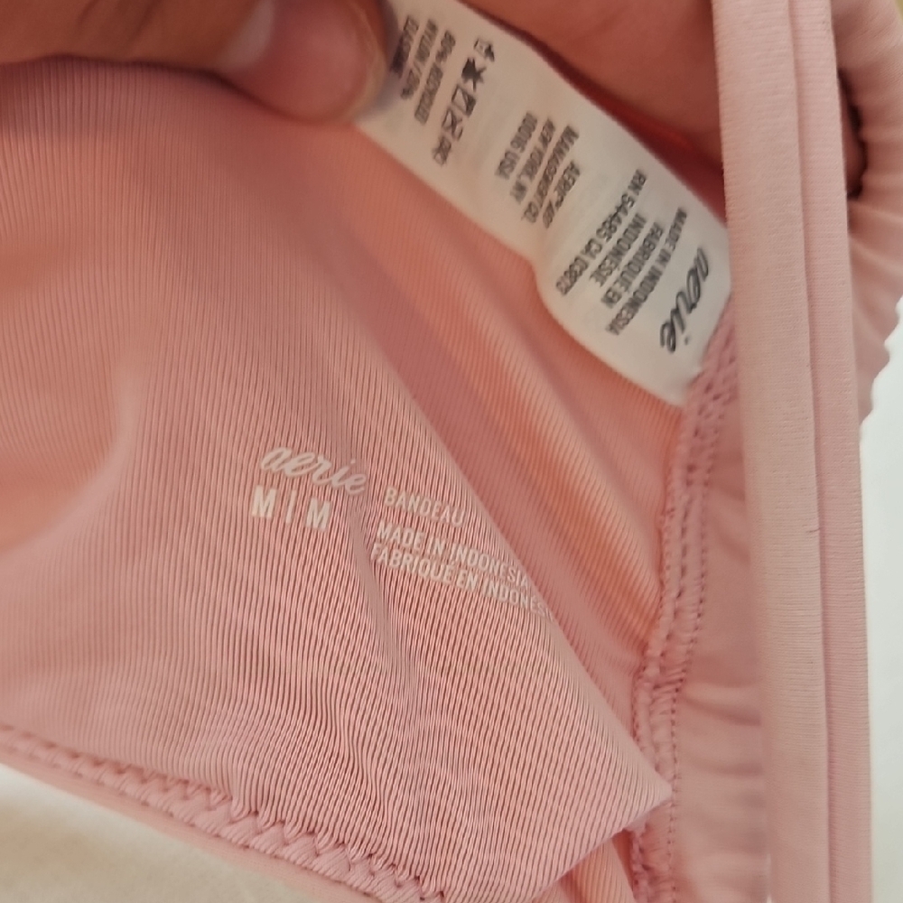 Aerie Light Pink Ruched String Tie Bikini Top - Picture 4 of 4